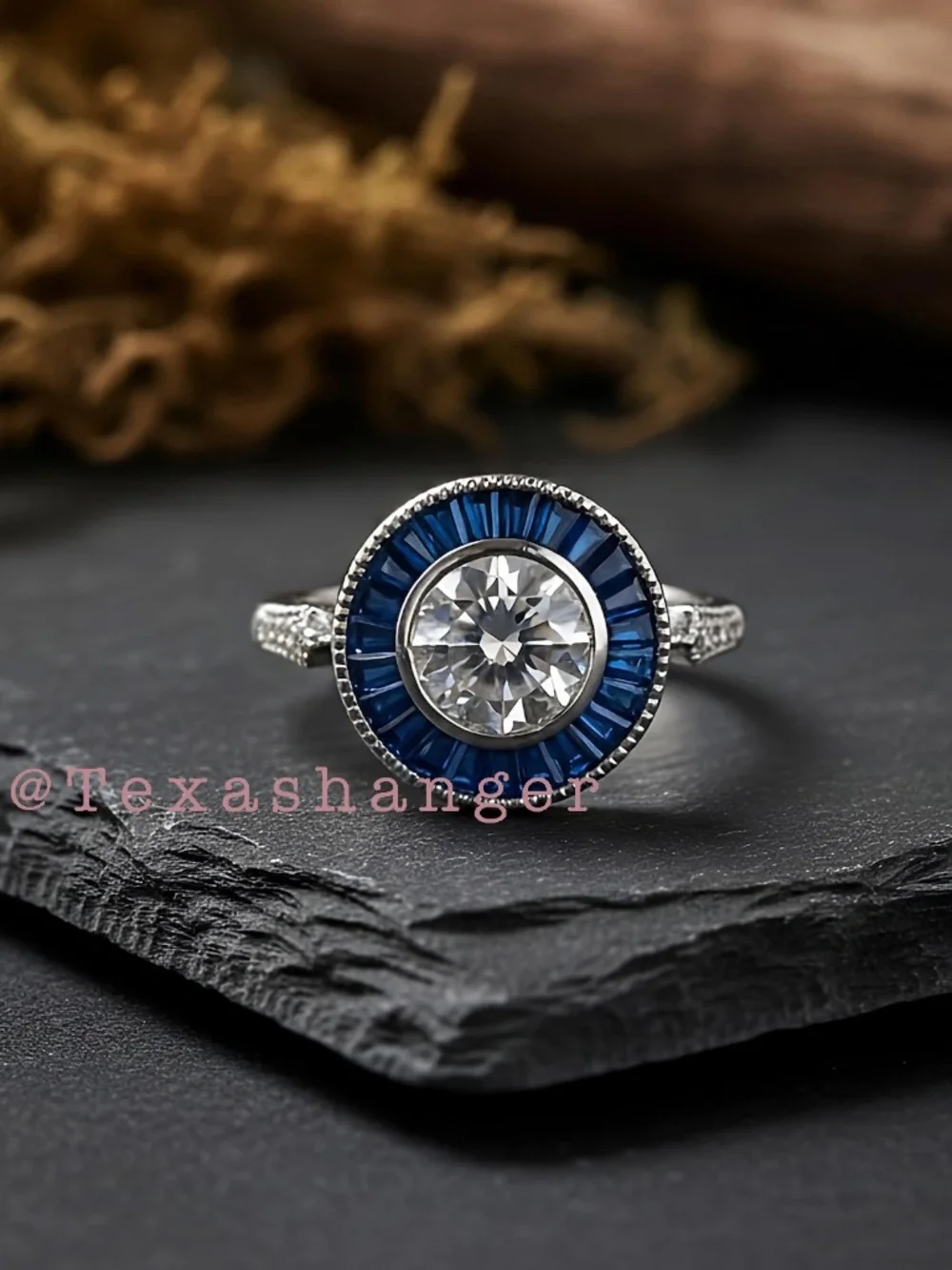 Contessa di Capri Sterling Silver Synthetic Blue Spinel Ring Size 7 NIB